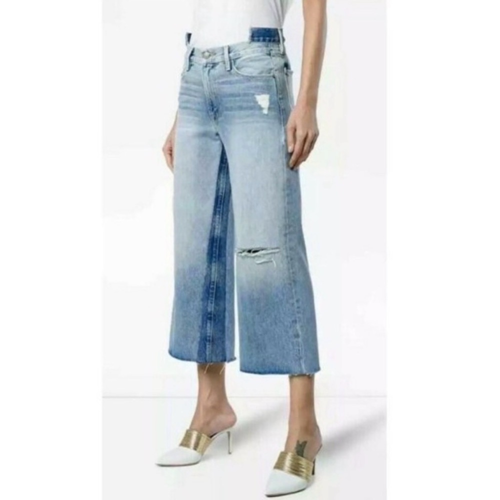 FRAME Denim Le Reconstructed High Waist Crop Wide Leg Jeans In Truxton 27